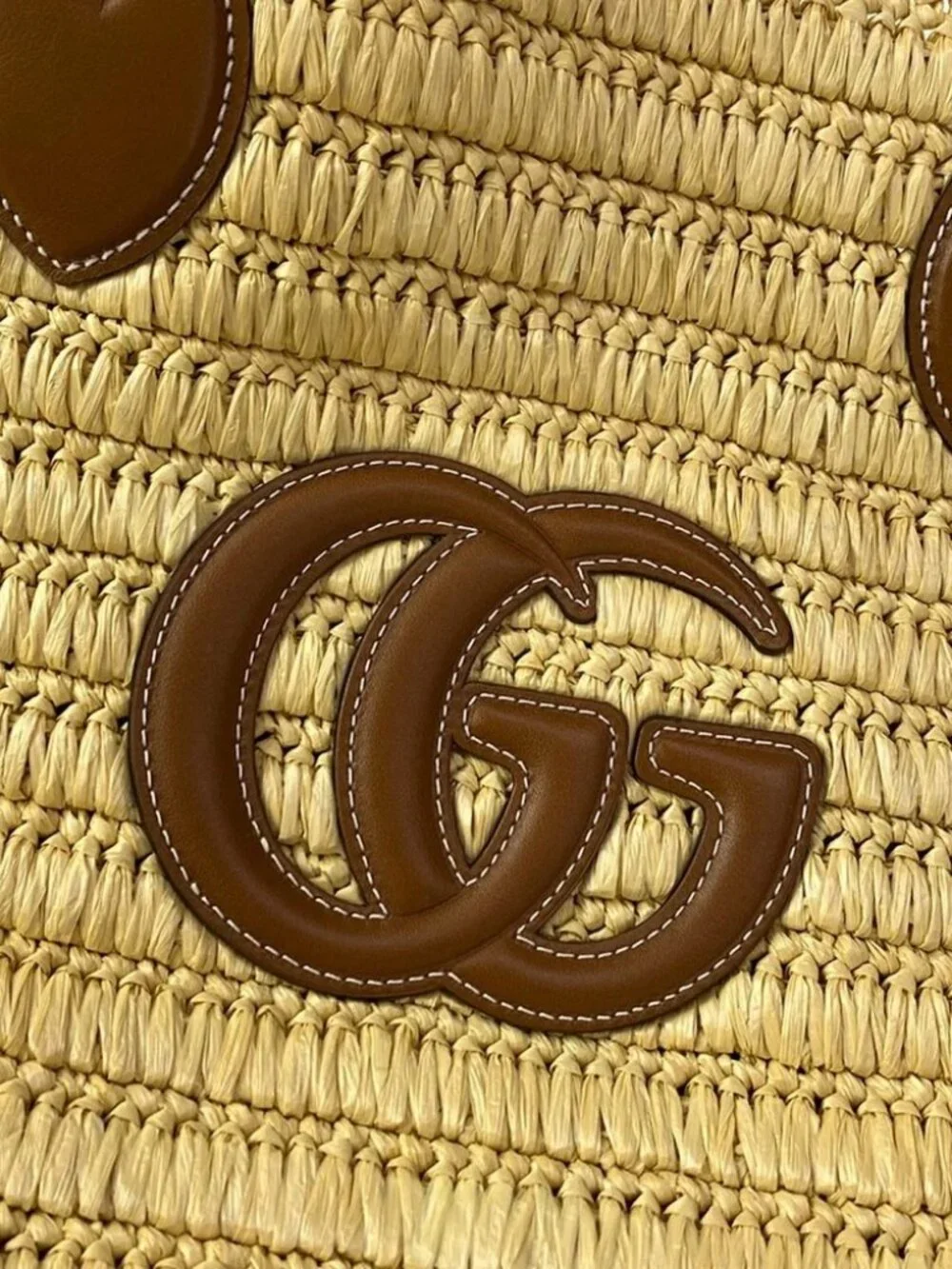 GUCCI Gucci Lido 836506 Beige Brown Raffia Leather Tote Bag